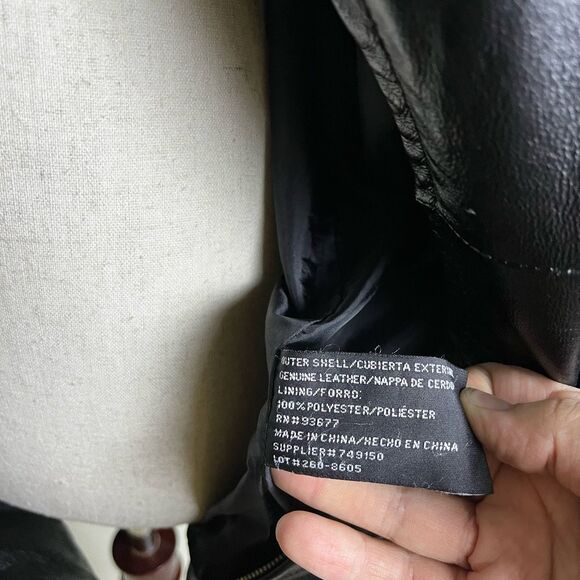 Worthington Belted Leather Jacket Zip Up Short Trench Black Y2K Vintage Medium - Picture 5 of 8